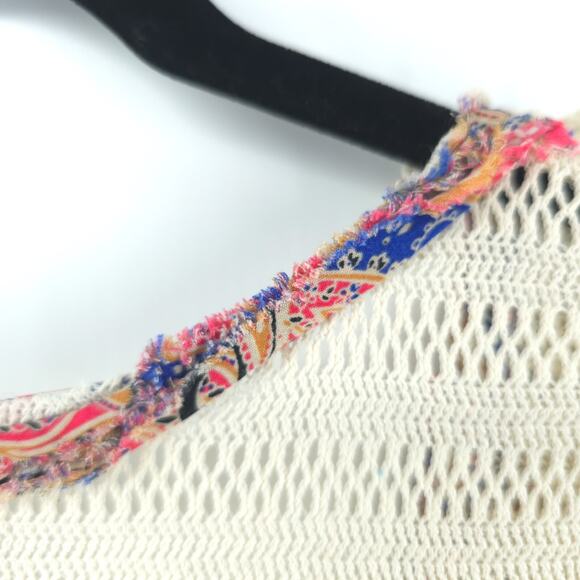 Miss Me Y2K Whimsi Boho Bright Geometric Romantic Crochet Bead Lace Lined Tank S - Picture 14 of 16